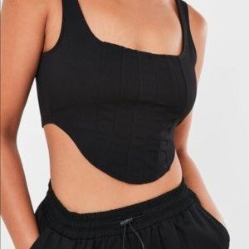 Missguided Scuba Crepe Corset Black Edgy Goth Moto Size 12